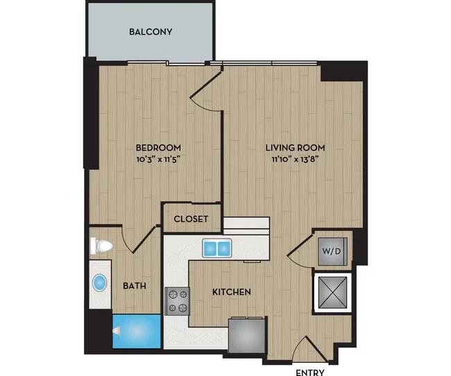 1 Bed • 1 Bath 1710 floor plan